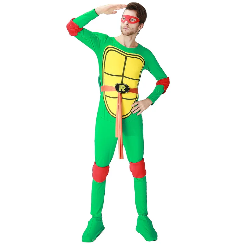Аниме Супермен ниндзя черепаха воин костюм униформа для взрослых мужчин зеленый костюм Ниндзя Косплей костюмная вечеринка на Хэллоуин платье
