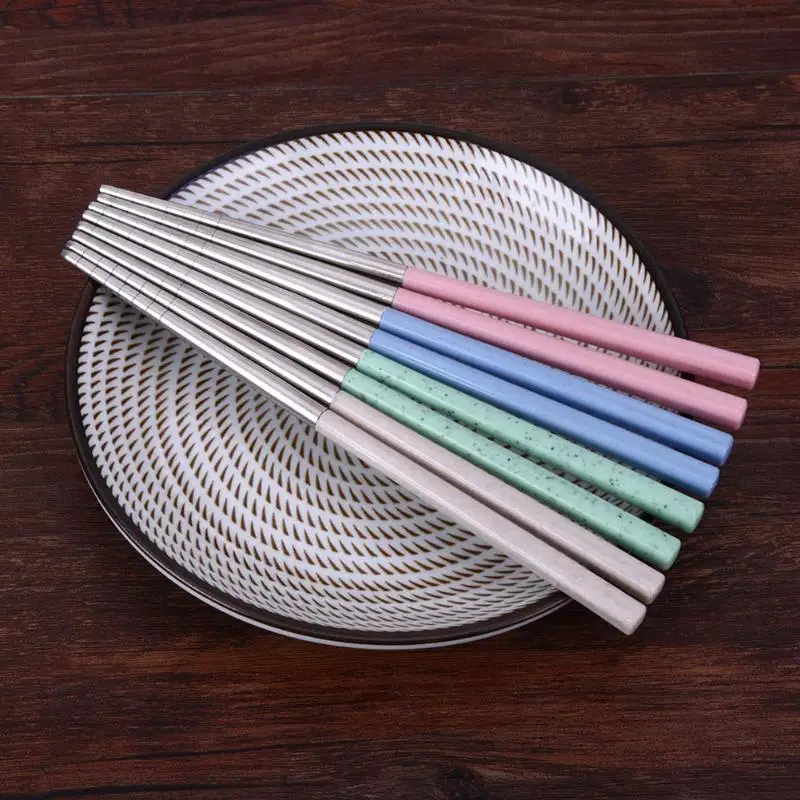 

Creative Food Grade Stainless Steel Handle Antiskid Chopsticks Tableware Christmas Gifts Chinese Chopsticks Length 23cm 4 Color