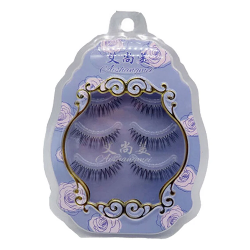4/3Pairs False Eyelashes Extension Natural Style Makeup Ultra Light Air Lashes Handmade Soft Upper and Lower Eyelashes