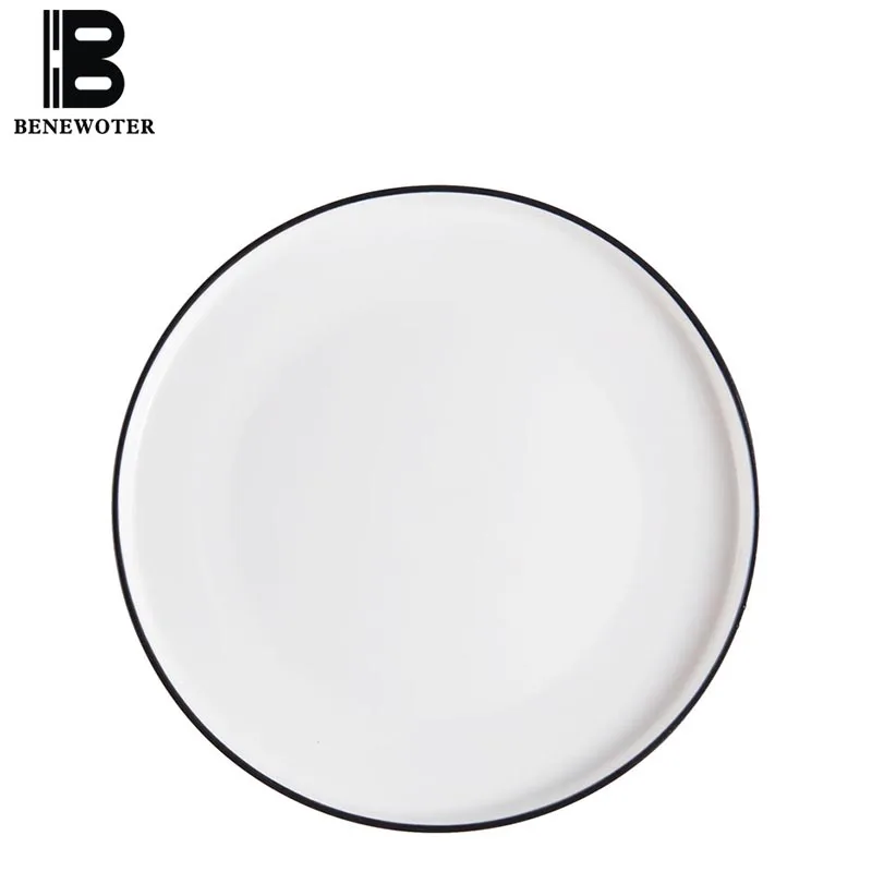 

8/10/12 inches Simple Nordic Ceramic Dinner Plate Pizza Tray Round Western Steak Dish Black White Breakfast Plate Home Tableware