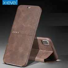 Для iPhone XS XR 11 ультра тонкий флип из искусственной кожи чехол X-Level Экстремальный кожаный чехол Полный Защитный чехол для Iphone6 6s 8 7 Plus