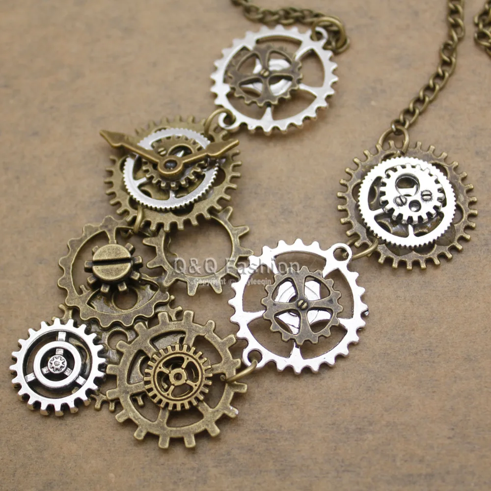 Винтажные часы с золотым и серебряным покрытием часовой стрелкой Cog Steampunk цепочка