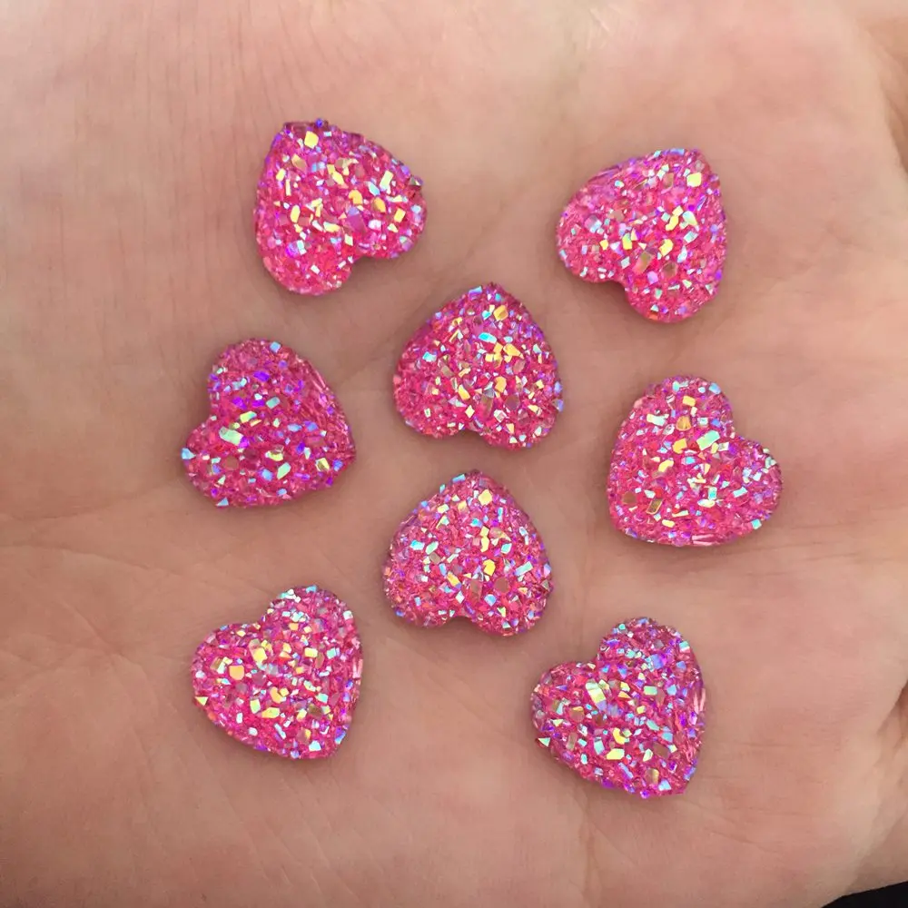Rose red 80 шт AB смолы 12 мм Bling сладкое сердце flatback узоры из страз DIY Свадебные Аппликации Ремесло D50* 2 - Цвет: Rose red