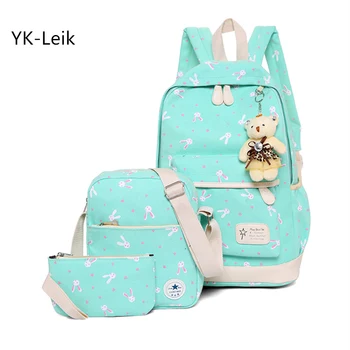 

2018 fashion cartoon printing 3pcs/set school bags for girls Fresh women backpacks School backpack rucksack mochila escol