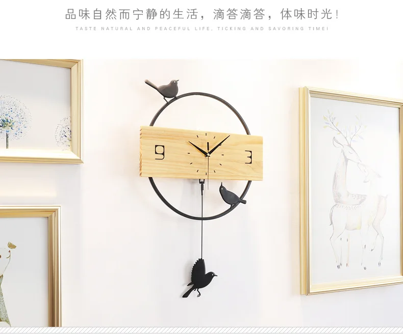 Деревянные часы гостиная творческая современная в стиле минимализма Северной Европы немой личности моды настенные часы