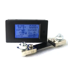 DC 6.5-100V 100A Digital Voltage Current Meter LCD 4 in 1 DC Voltmeter Ammeter Power Energy Tester with DC 100A/75mV Shunt