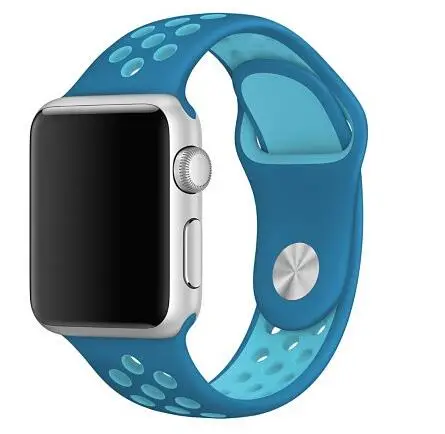 Ремешок для apple watch band sport silicone 38 мм 42 мм 40 мм 44 мм браслет для iWatch band series 5 4/3/2/1 - Цвет ремешка: bluelightblue