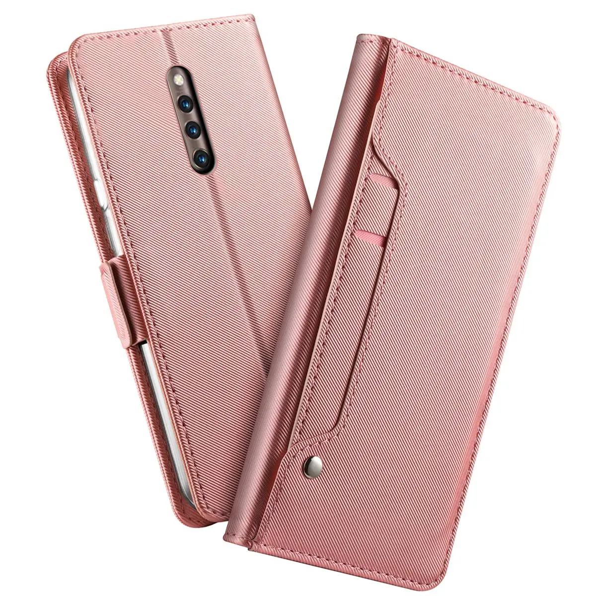 Для естественных X27 Pro Чехол из искусственной кожи кошелек откидная крышка Подставка с зеркалом и отделения для карточек Kickstand чехол для телефона на для естественных X27 Pro - Цвет: rose gold
