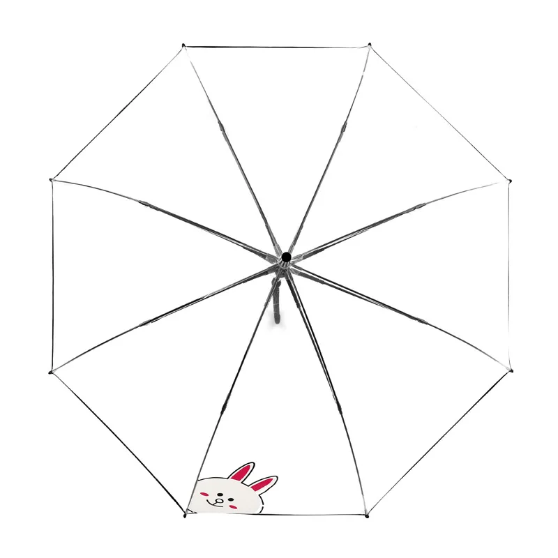 Rabbit Yesello, прозрачный длинный зонтик с медведем, женский, сильный, ветрозащитный, полуавтоматический, длинный зонтик, ветрозащитный, с длинной ручкой, Мужской зонтик - Цвет: Rabbit