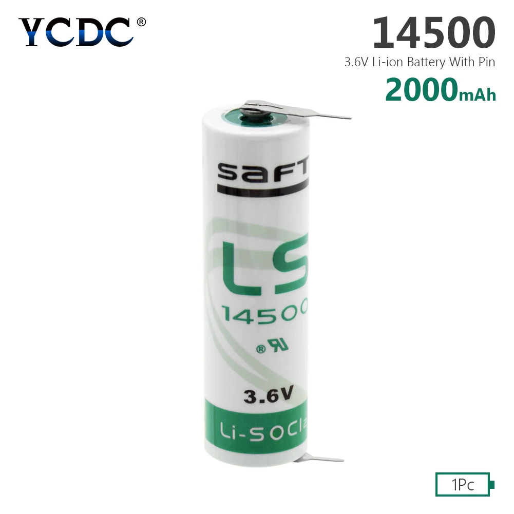 3,6 В 14500 Li-SOCl2 2000 мАч батареи AA Размер литиевый Тионилхлорид цилиндрический ER14505 батарея для светодиодный фонарь