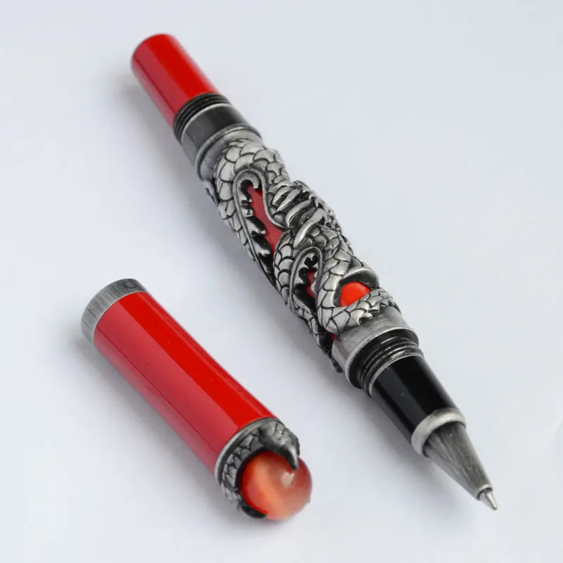 Роликовая Шариковая ручка JINHAO DRAGON KING PLAY жемчужная черная и античная серебряная кисть отделка тиснение 3 вида цветов на выбор