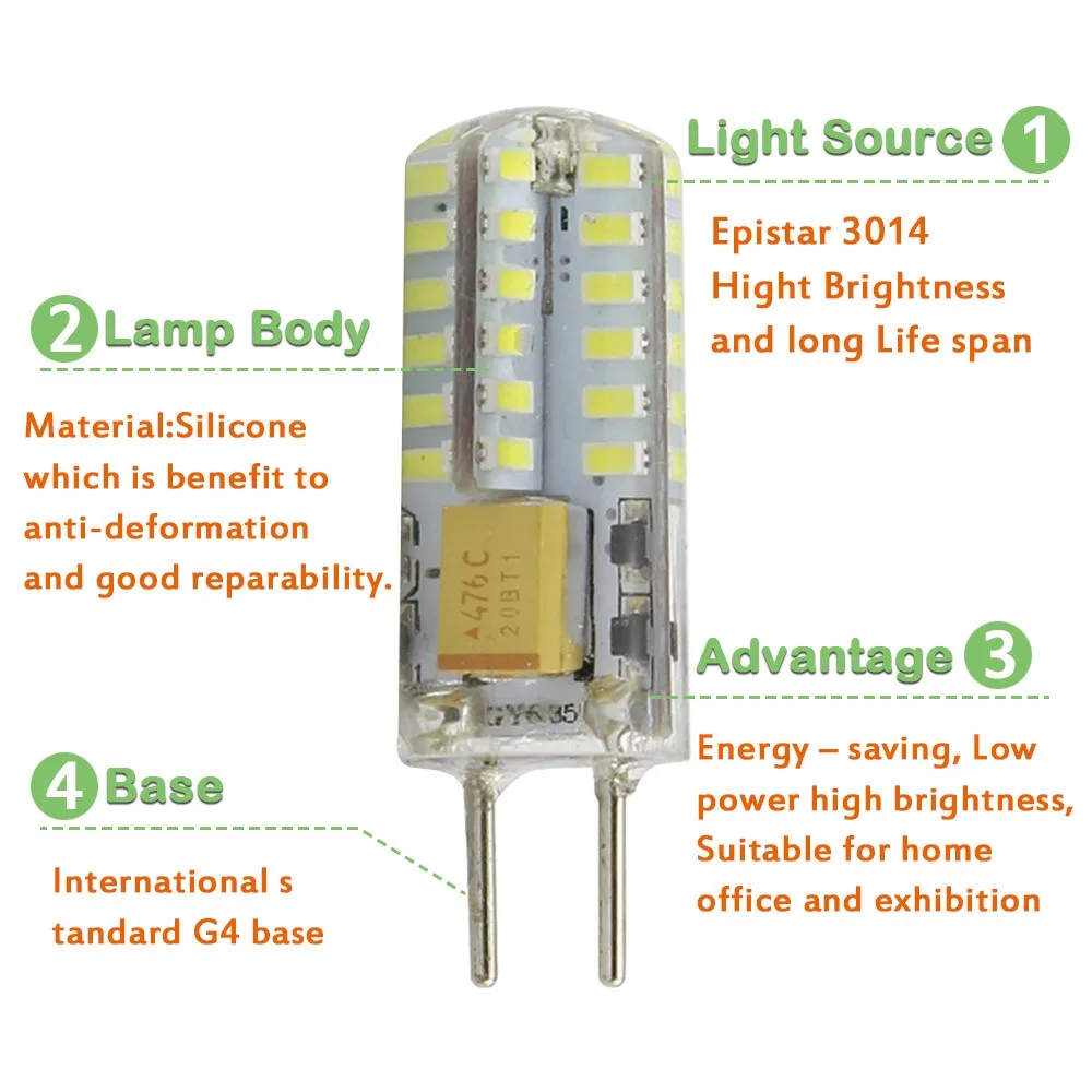 Новинка GY6.35 светодиодная лампа для помещений Bombillas 48 SMD 3014 силиконовая Хрустальная Лодка Лампа AC/DC12V AC110V/220 V белый теплый белый