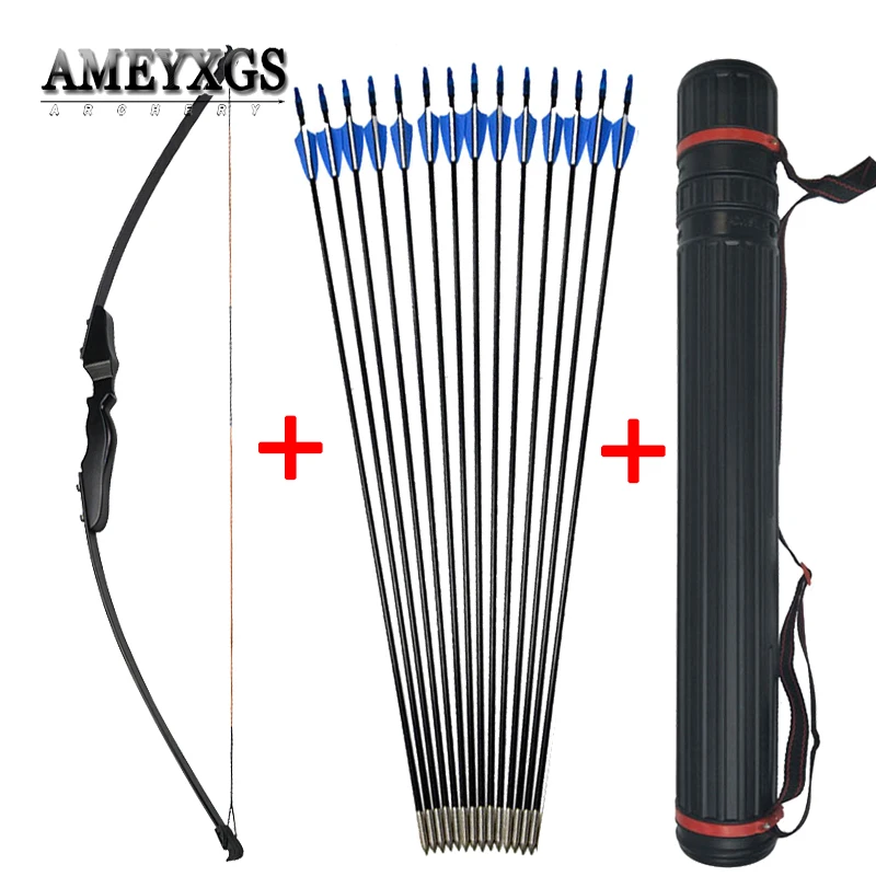 Günstige Bogenschießen Recurve Takedown Bogen 40lbs Gerade Bogen Lange Bogen Mit Fiberglas Pfeile Outdoor Jagd Schießen Zubehör