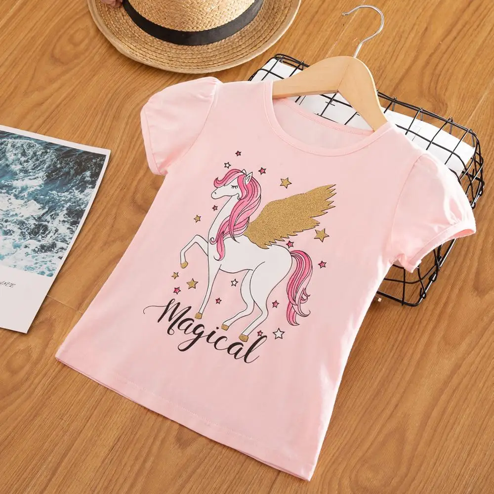 

Girls Tops Summer 2019 Cute Kids T shirt Baby Girl Clothes T-shirts Unicorn Animal Print Children Short Sleeve T shirts 3 8Y