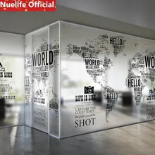 Буквенно-цифровой карта мира узор матовое стекло пленка Офис Гостиная магазин балкон окна и двери стеклянная пленка