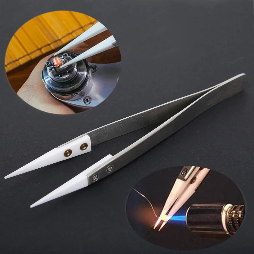 High Quality Stainless Steel Ceramic Tweezers Heat Resistant Non