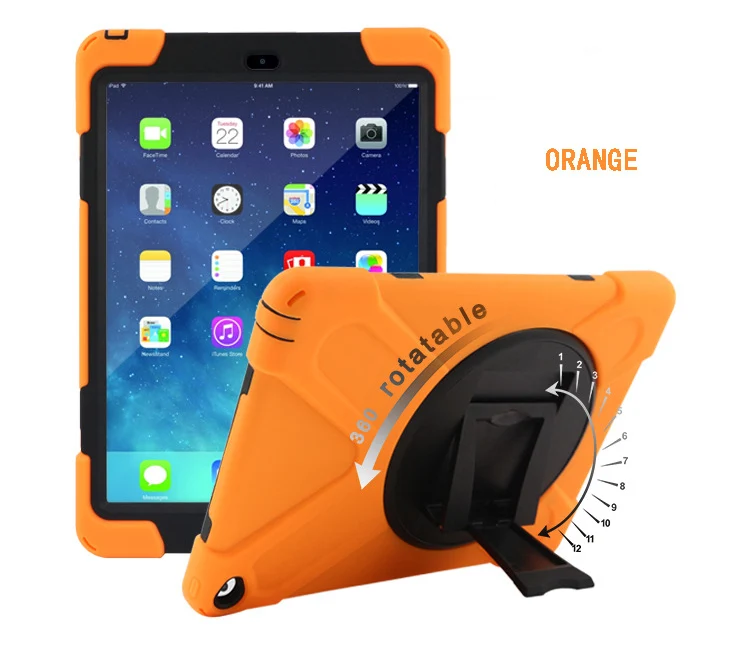 Orange Для iPad Pro 11 противоударный чехол, прочный Чехол с 360 градусов поворачивающаяся подставка/ремешок на руку/чехол на плечо - Цвет: Orange