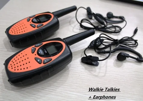 1w большой дальности беспроводной talkie walkie пмр/фрс 2 способ радио наушник walkie talkie+ зарядное устройство+ наушники( оранжевый - Цвет: C T628PMR2E