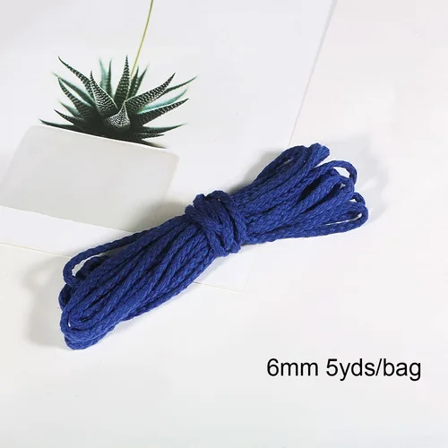 Royal Blue 5 ярдов 6 мм хлопковое плетение из веревок декоративный витой шнур веревка для украшения ручной работы шнурок для рукоделия моток веревки - Цвет: Royal Blue