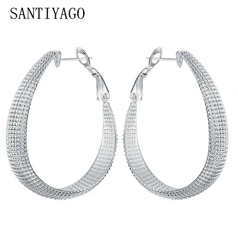 Женские серьги кольца SANTIYAGO элегантные романтические с серебряным покрытием