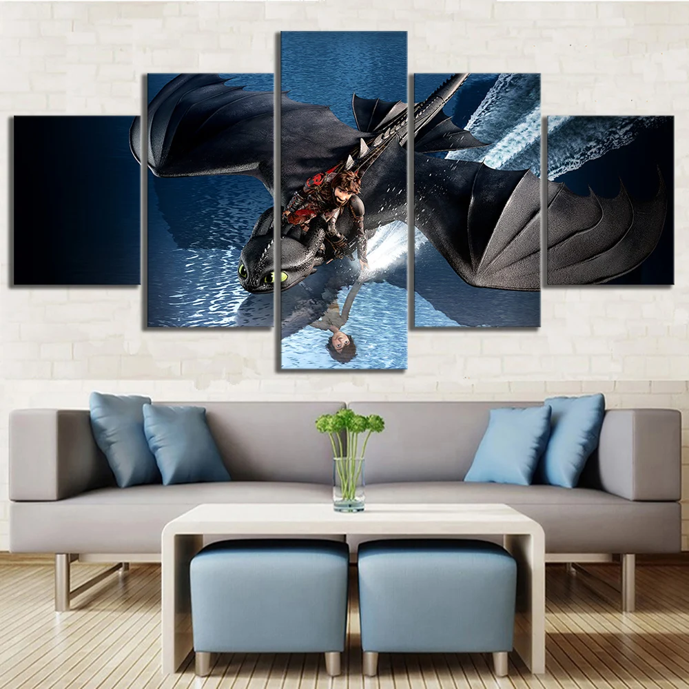 

How To Train Your Dragon 3 The Hidden World Toothless Animated Movie Poster Canvas Art Wall Paintings for Home Decor