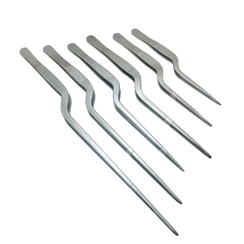 

2019 Multiple specifications Chef Plating Tweezer Tongs Serving Presentation Stainless Steel Offset Chef Kitchen Tool Hot