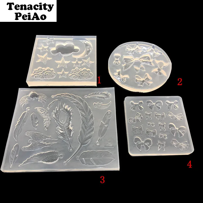 

Transparent Silicone Resin Molds for Jewelry Epoxy Uv Resin Mold Moon Satr Feather Style Pendant Making Tools
