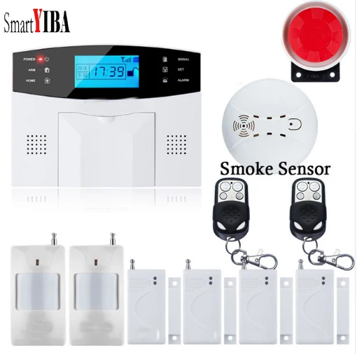 

SmartYIBA 2G Wireless Home Security GSM Alarm System Kit Press Keypad LCD Screen House Business Burglar Alarm Remote Monitoring