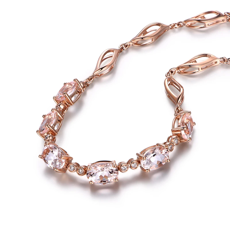 

Natural morganite 18k Pure Gold Female Bracelets Fine Jewelry Gift Girl Thin Trendy Solid 750 Real Bangle Party Good Nice