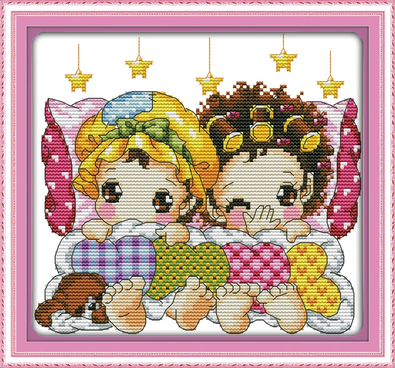 

Joy sunday cartoon style Sleeping counter cross stitch patterns kits cotton fabric wholesale for needlepoint stores