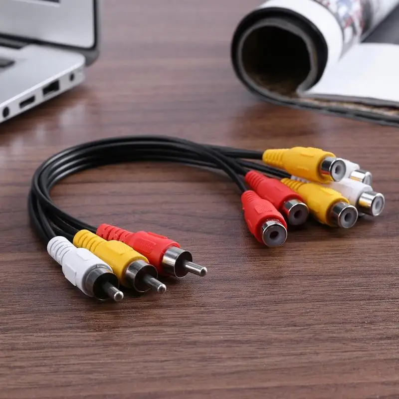 Черный 25 см 3RCA штекер 6RCA гнездо Аудио Видео AV адаптер кабель|Кабели VGA| |