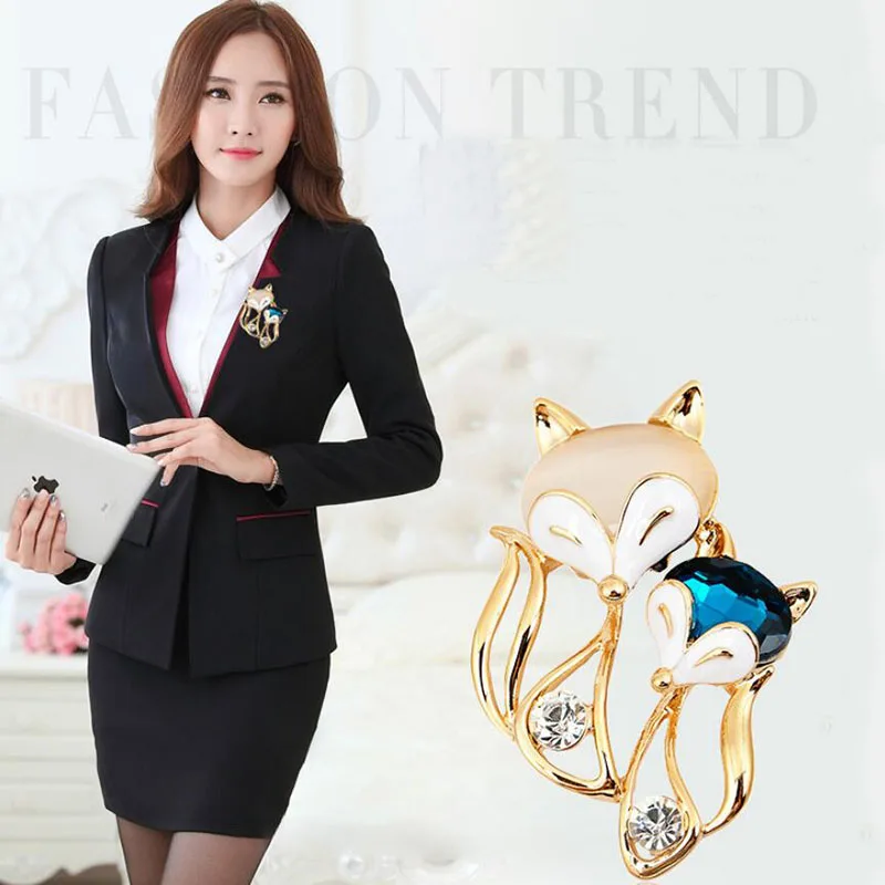

High fashion alloy fox with crystal brooch and jewelry brooch and silk scarf button