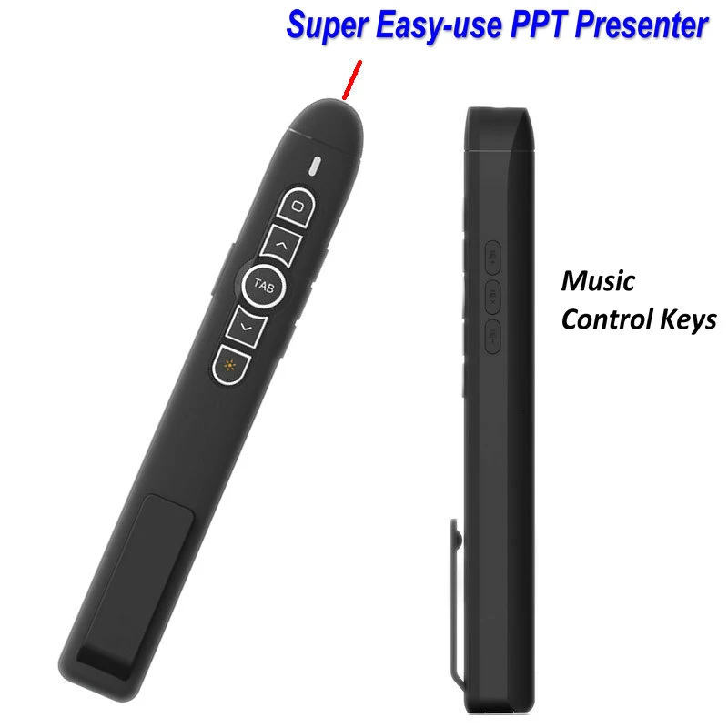 T5 2.4G Wireless Ppt Demonstrator Sliding Advancer Page Turning Powerpoint Demo Clicker Remote Control Black Plastic