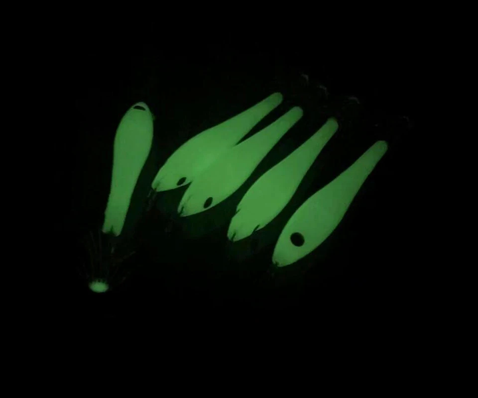 HENGJIA 5 шт. жесткие пластиковые Светящиеся креветки рыболовные приманки в виде Кальмаров джиг фосфоресцирующие приманки ночные приманки, рыбалка рыболовные снасти