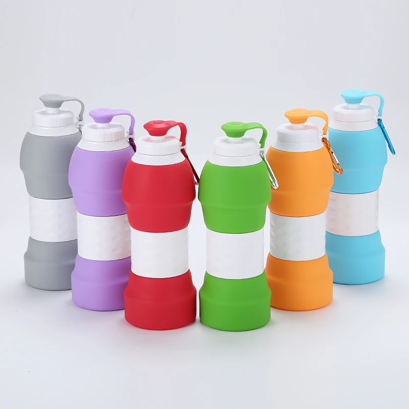 50pcs 580ML 20oz BPA Free Collapsible Silicone Water Bottle Retractable