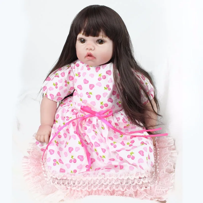 50 см Кукла Принцесса для девочек reborn Мягкие силиконовые Reborn Baby тканевые куклы парик из каштановых волос реалистичный вид подарок ребенку куклы