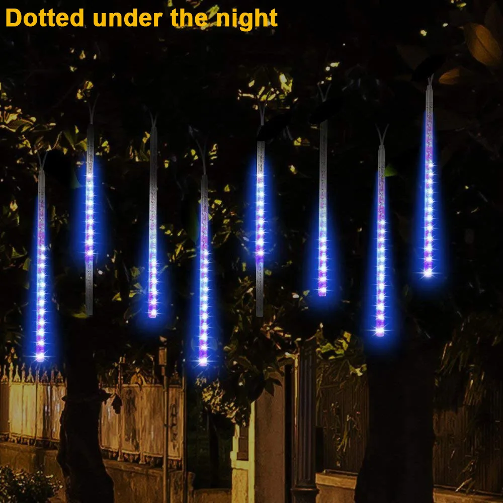 Party LED Lights Meteor Shower Rain Snowfall Xmas Tree Garden Outdoor