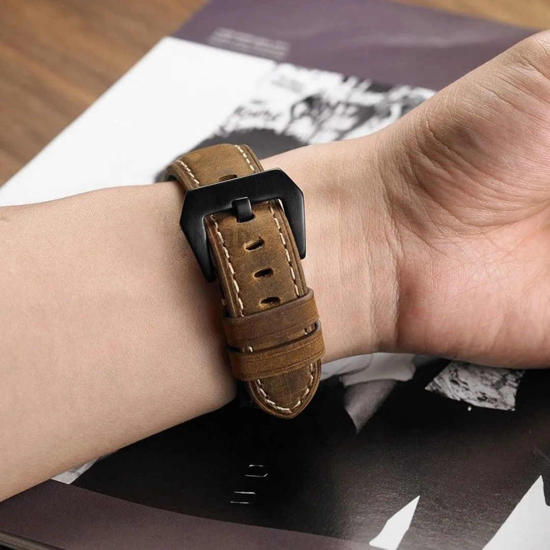 Shelhard New Quality Genuine Leather Watch Band Strap For Samsung Galaxy Watch 42 /46mm Universal Quick Replacement Straps