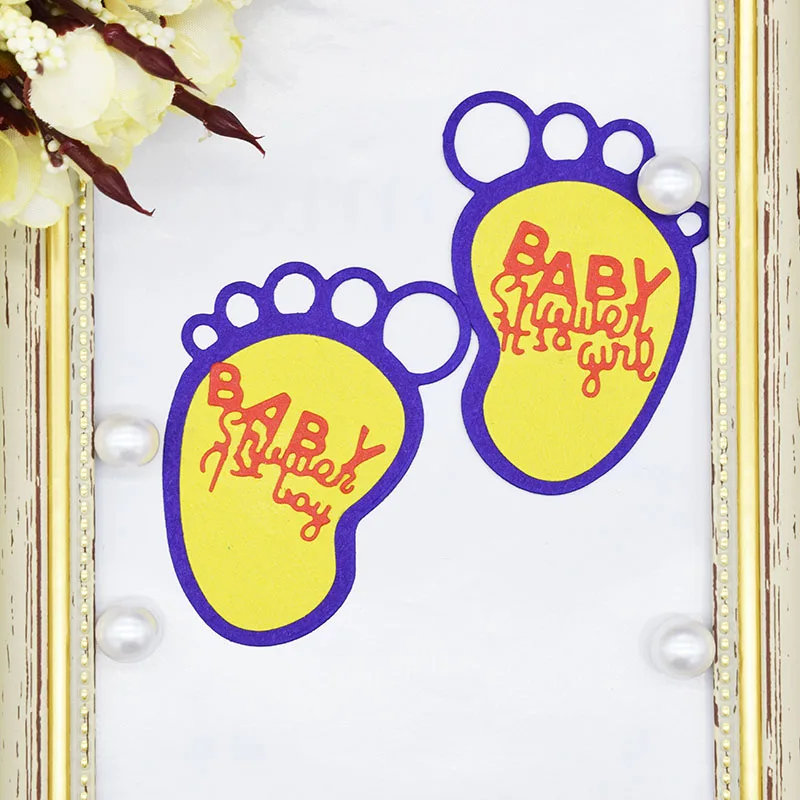 

Baby Footprints Metal Cutting Dies Stencil for Scrapbooking DIY Paper Card Embossing Craft Die Cutter DC-016