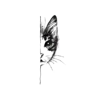 

Lovely half-faced cat tattoo sticker with waterproof woman's persistent small fresh animal design arm black tattoo sticker