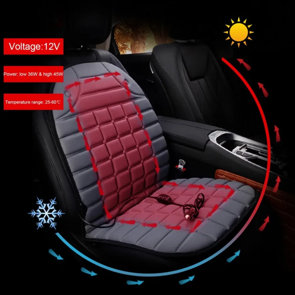 Durable Car Seat Heated Cover 12V Front Seat Heater Auto Winter Warmer Cushion Portable Automobile Accessories Black