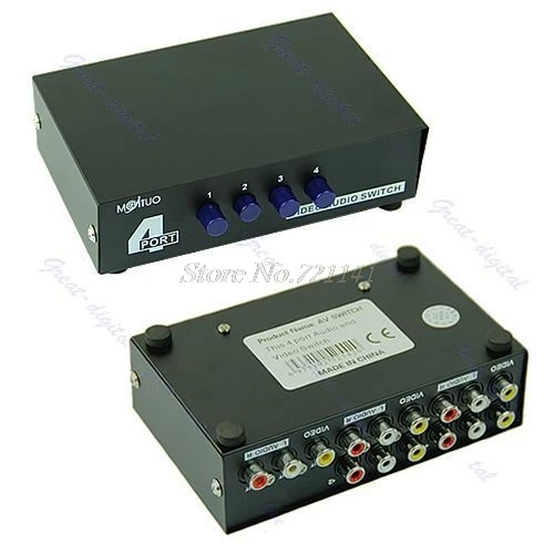 4 Port Input 1 Output Video AV RCA Switch Switcher Selector Box Newin