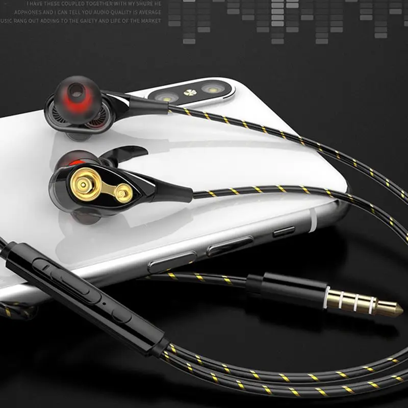 KuWfi проводные наушники 3,5 мм стерео наушники-вкладыши HIFI спортивные Игровые наушники гарнитура с микрофоном - Цвет: Black