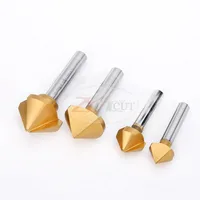 תואר נירוסטה 6pcs / סט 90 תואר טיטניום מצופה chamfer קאטר נירוסטה מיוחד עיבוד תלת קצה chamfer Bit (4)