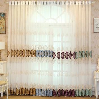 

Tulle Curtains for Living Room Multi-color European Velvet Embroidery Window Yarn Curtains for Bedroom Balcony Finished Yarn