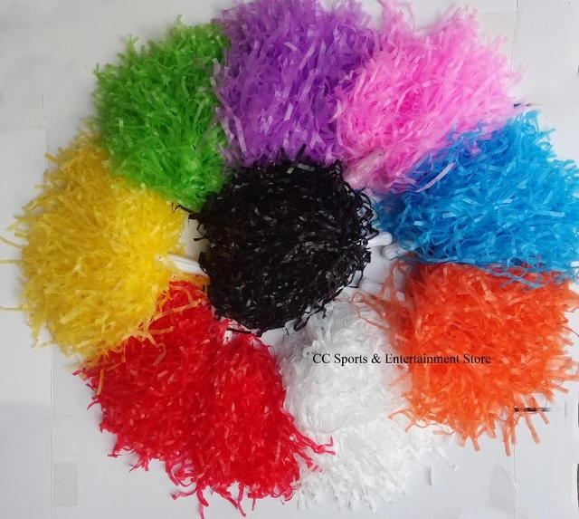 1Pair Rainbow Plastic Cheerleader Pompoms Girl Cheer Refueling Props  Cheerleading Pom Ppom Handle/Double Hole Game