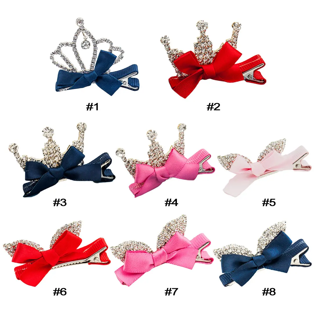 Lovely Girls Shiny Crown Hairpins Rhinestone Crystal Princess Queen Hair Clip Rabbit Ears Bowknot Barrettes Hair Accessories
