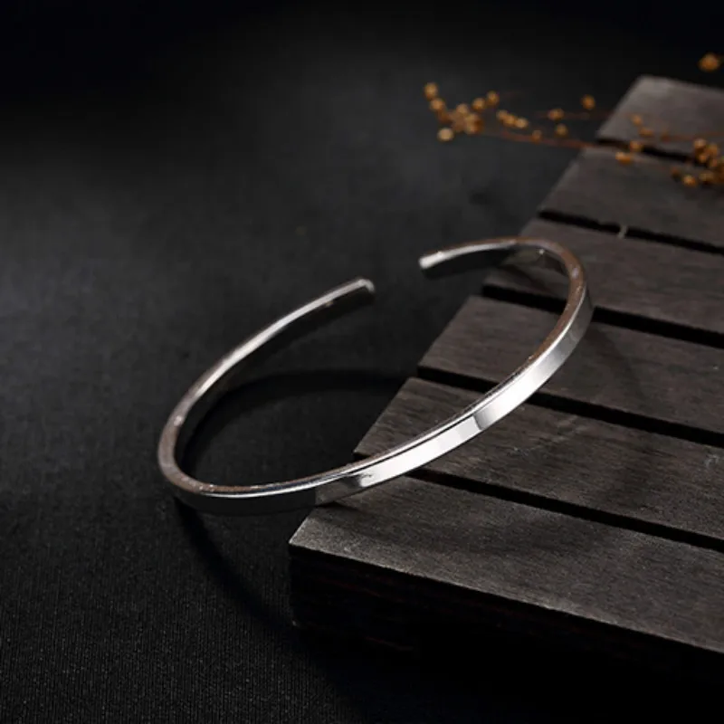 Новые простые гладкие браслеты из чистого серебра для женщин, 925 пробы Серебряный Рождественский браслет, Модный Ювелирный Браслет