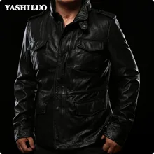Новая мода Корова натуральная кожа мужские куртки со стоячим воротником мотоциклетные мужские пальто Jaqueta Couro Masculina Motoqueiro Твердые