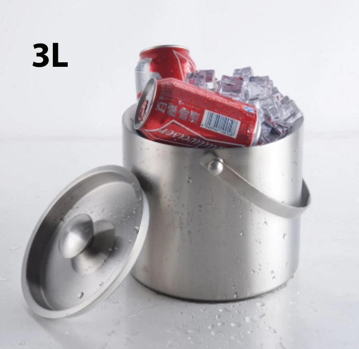 Stainless Steel Ice Bucket With Tongs-Silver Barware Great for parties, weddings, and dinner parties